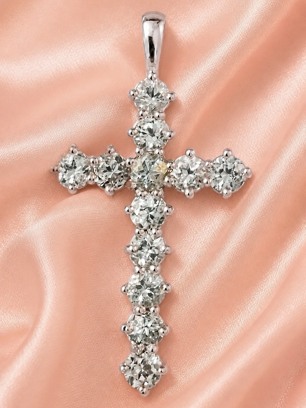 Genuine Natural Aquamarine Cross Pendant Necklace with 18” chain. Brand new!